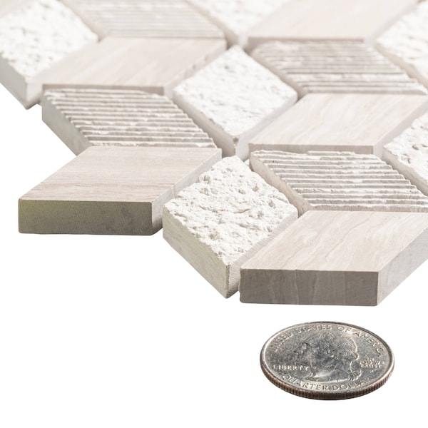 Andova Tiles ANDOVA TILES Cubit 1" x 2" Marble Grid Mosaic Wall & Floor Tile - ANDCUB326