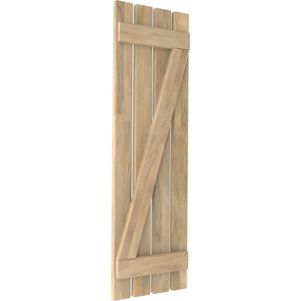 Ekena Millwork Americraft 4-Board (2 Batten) Wood Spaced Board-n-Batten Shutters w/ Z-Bar, ARW102SB415X84UNH, PR - ARW102SB415X84UNH