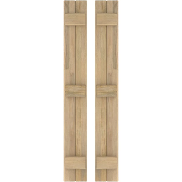 Ekena Millwork Americraft 2-Board (3 Batten) Exterior Real Wood Joined Board-n-Batten Shutters, ARW401BB207X73UNH, PR - ARW401BB207X73UNH