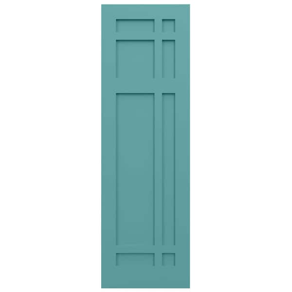 Ekena Millwork True Fit PVC San Juan Capistrano Mission Style Fixed Mount Shutters, Pure Turquoise, 15W x 41H, PR - TFP001SJ15X041PT