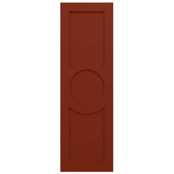 Ekena Millwork True Fit PVC Center Circle Arts & Crafts Fixed Mount Shutters, Pepper Red, 15W x 60H, PR - TFP001AC15X060MR