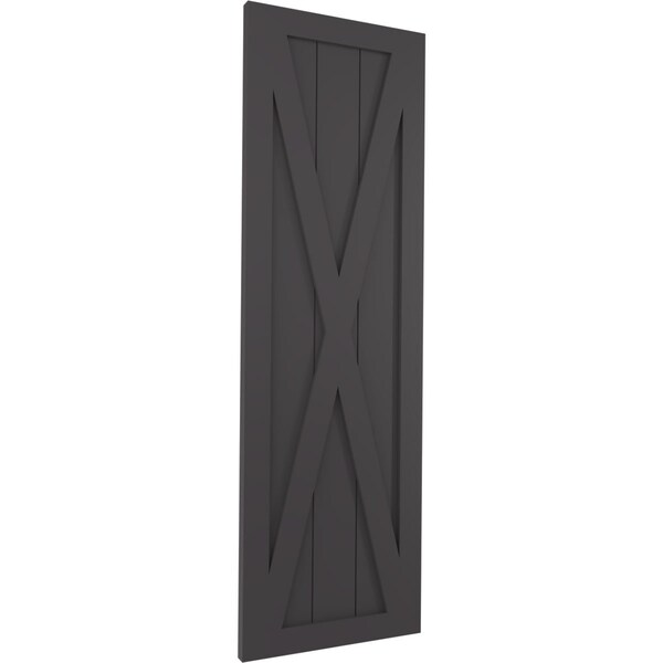Ekena Millwork True Fit PVC Single X-Board Farmhouse Fixed Mount Shutters, Shadow Mountain, 12W x 70H, PR - TFP001FH12X070SM