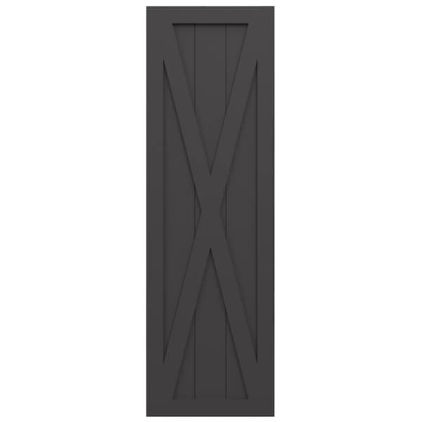 Ekena Millwork True Fit PVC Single X-Board Farmhouse Fixed Mount Shutters, Shadow Mountain, 12W x 70H, PR - TFP001FH12X070SM
