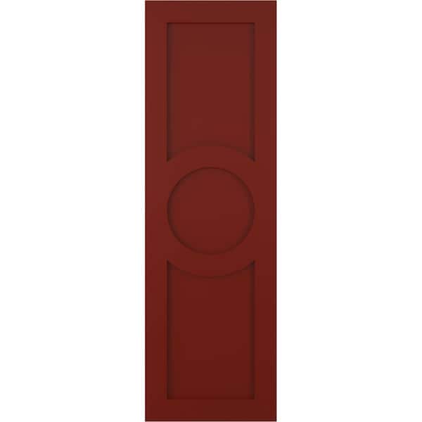 Ekena Millwork True Fit PVC Center Circle Arts & Crafts Fixed Mount Shutters, Pepper Red, 12W x 56H, PR - TFP001AC12X056MR