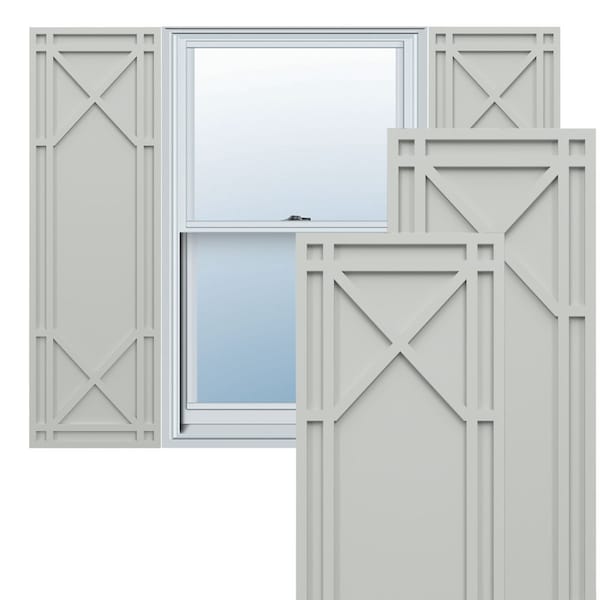 Ekena Millwork True Fit PVC Bungalow Fixed Mount Shutters, Hailstorm Gray, 15W x 32H, PR - TFP001BG15X032ST