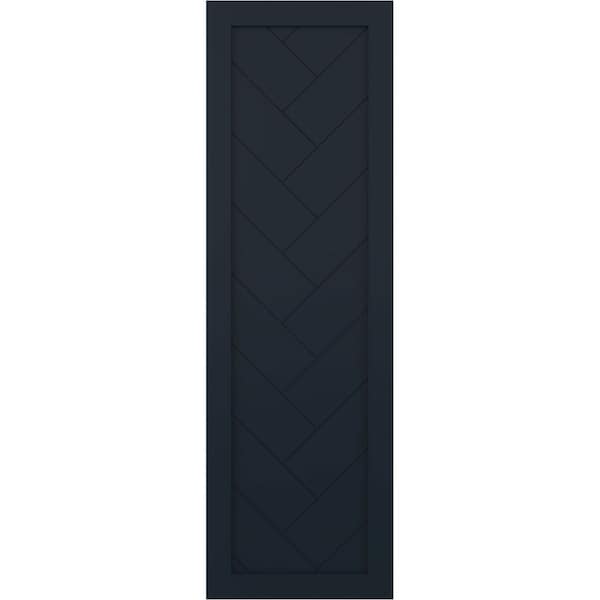 Ekena Millwork PVC Single Panel Herringbone Modern Style Fixed Mount Shutters Starless Night Blue, 12W x 29H, PR - TFP001HB12X029OB