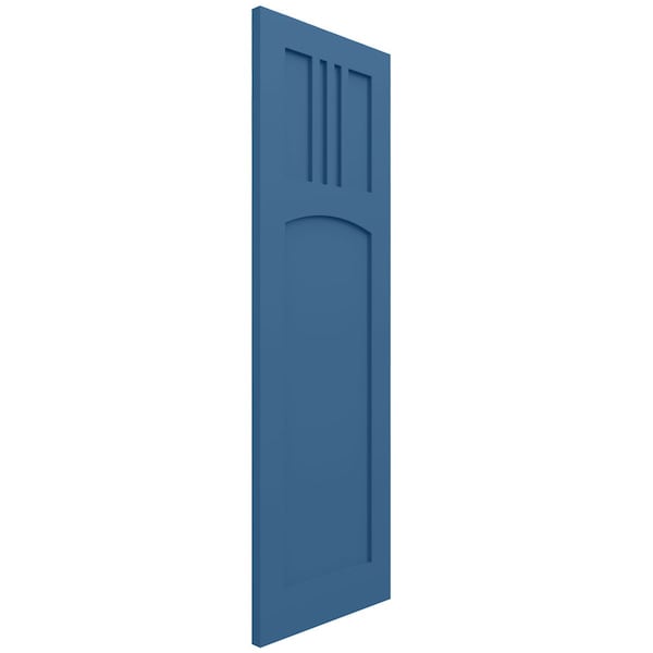 Ekena Millwork True Fit PVC San Miguel Mission Style Fixed Mount Shutters, Sojourn Blue, 18W x 64H, PR - TFP001SM18X064HB