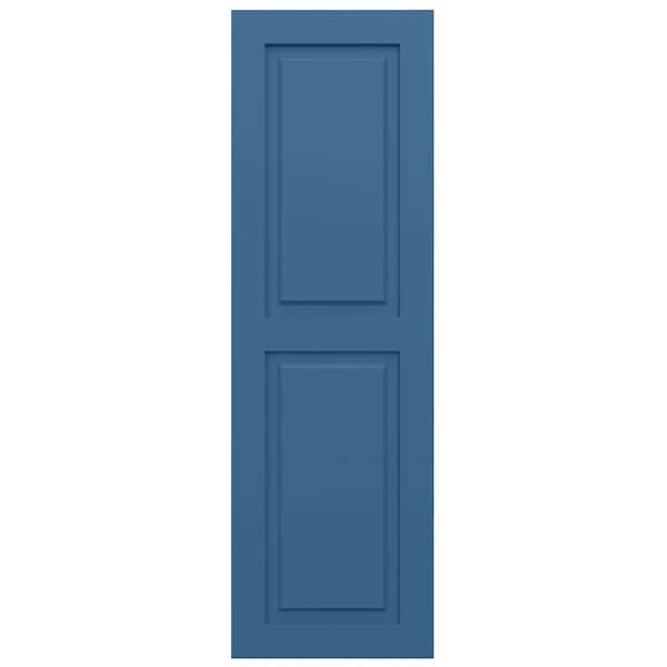 Ekena Millwork True Fit PVC Two Equal Raised Panel Shutters, Sojourn Blue, 12W x 76H, PR - TFP101RPF12X076HB