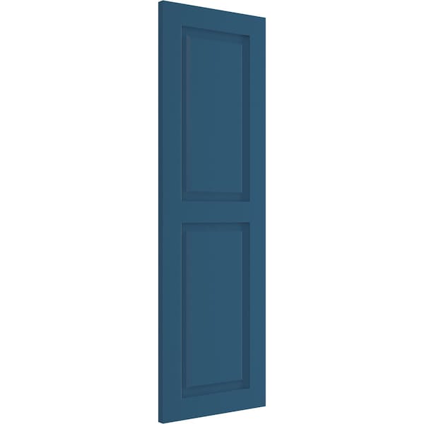 Ekena Millwork True Fit PVC Two Equal Raised Panel Shutters, Sojourn Blue, 12W x 76H, PR - TFP101RPF12X076HB