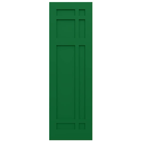 Ekena Millwork True Fit PVC San Juan Capistrano Mission Style Fixed Mount Shutters, Viridian Green, 15W x 80H, PR - TFP001SJ15X080HG