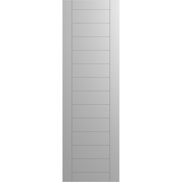 Ekena Millwork True Fit PVC Horizontal Slat Framed Modern Style Fixed Mount Shutters, Primed, 15"W x 68"H - TFP001HF15X068PR