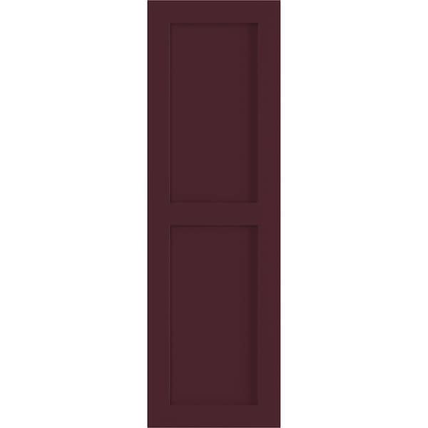 Ekena Millwork True Fit PVC Two Equal Flat Panel Shutters, Wine Red, 15W x 36H, PR - TFP101FPF15X036WR