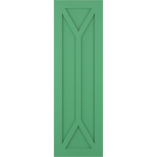 Ekena Millwork True Fit PVC San Carlos Mission Style Fixed Mount Shutters, Lilly Pads, 15W x 37H, PR - TFP001SC15X037LP