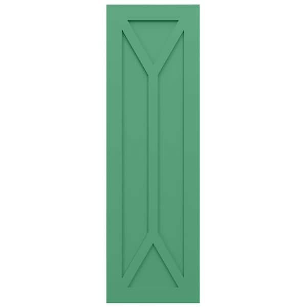 Ekena Millwork True Fit PVC San Carlos Mission Style Fixed Mount Shutters, Lilly Pads, 15W x 37H, PR - TFP001SC15X037LP