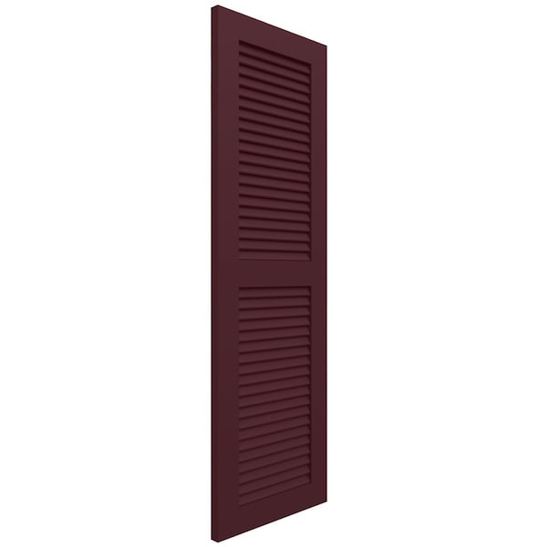 Ekena Millwork True Fit PVC, Two Equal Louver Shutters, Wine Red, 12W x 57H, PR - TFP101LVF12X057WR