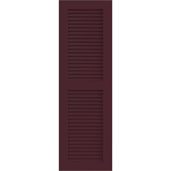 Ekena Millwork True Fit PVC, Two Equal Louver Shutters, Wine Red, 12W x 57H, PR - TFP101LVF12X057WR