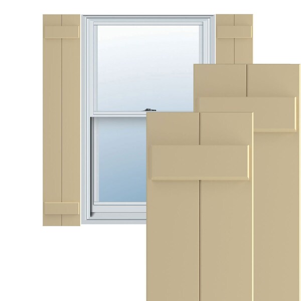 Ekena Millwork True Fit PVC, Two Board Joined Board-n-Batten Shutters, Natural Twine, 10 3/4W x 77H, PR - TFP101BBF11X077NT