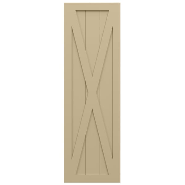 Ekena Millwork True Fit PVC Single X-Board Farmhouse Fixed Mount Shutters, Natural Twine, 18W x 72H, PR - TFP001FH18X072NT