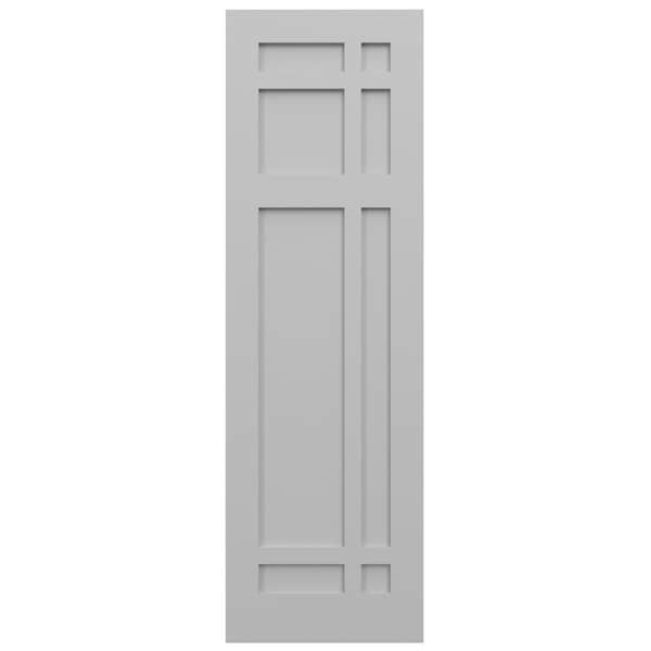 Ekena Millwork True Fit PVC San Juan Capistrano Mission Style Fixed Mount Shutters, Primed, 12"W x 48"H - TFP001SJ12X048PR