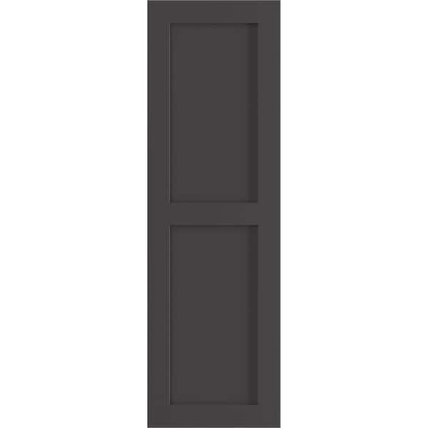 Ekena Millwork True Fit PVC Two Equal Flat Panel Shutters, Shadow Mountain, 12W x 58H, PR - TFP101FPF12X058SM