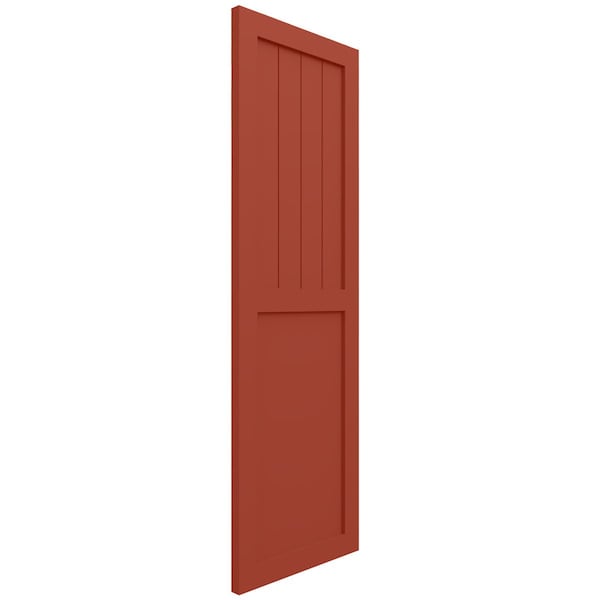 Ekena Millwork True Fit PVC Farmhouse/Flat Panel Combination Fixed Mount Shutters, Colorful Leaves, 15W x 32H, PR - TFP101FC15X032CL