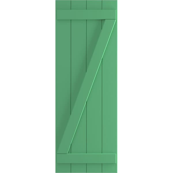 Ekena Millwork True Fit PVC, Four Board Joined Board-n-Batten Shutters w/Z-Bar, Lilly Pads , 21 1/2W x 32H, PR - TFP102BBF21X032LP