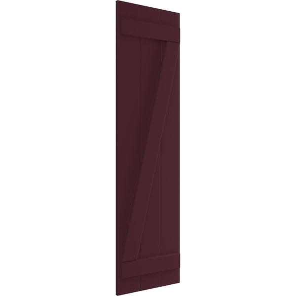 Ekena Millwork True Fit PVC, Three Board Joined Board-n-Batten Shutters w/Z-Bar, Wine Red , 16 1/8W x 25H, PR - TFP102BBF16X025WR