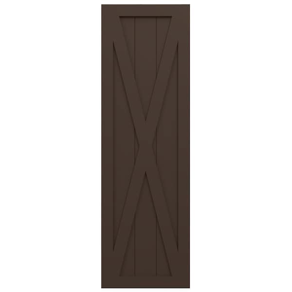 Ekena Millwork True Fit PVC Single X-Board Farmhouse Fixed Mount Shutters, Raisin Brown, 18W x 59H, PR - TFP001FH18X059TB