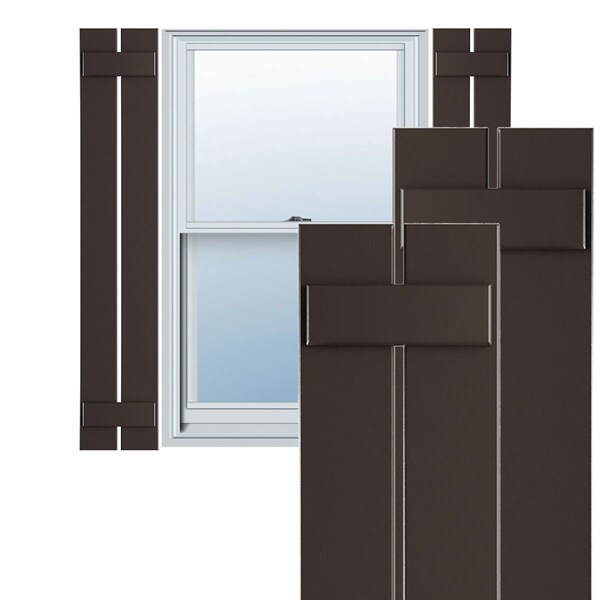Ekena Millwork True Fit PVC Two Board Spaced Board-n-Batten Shutters, Raisin Brown, 11 1/4W x 74H, PR - TFP101SBF11X074TB