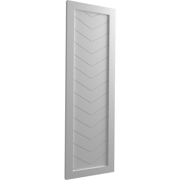 Ekena Millwork True Fit PVC Single Panel Chevron Modern Style Fixed Mount Shutters, Primed, 15"W x 50"H - TFP001CV15X050PR