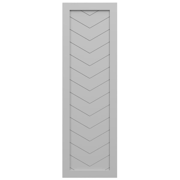 Ekena Millwork True Fit PVC Single Panel Chevron Modern Style Fixed Mount Shutters, Primed, 15"W x 50"H - TFP001CV15X050PR