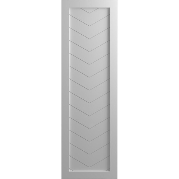 Ekena Millwork True Fit PVC Single Panel Chevron Modern Style Fixed Mount Shutters, Primed, 15"W x 50"H - TFP001CV15X050PR