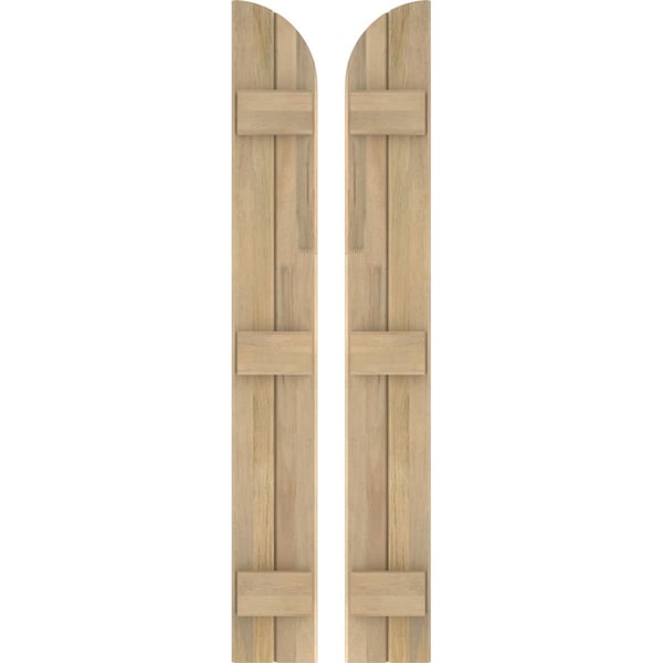 Ekena Millwork Americraft 2-Board (3 Batten) Wood Joined Board-n-Batten Shutters w/ Arch Top, ARW401BQ207X37UNH, PR - ARW401BQ207X37UNH