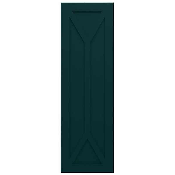 Ekena Millwork True Fit PVC San Carlos Mission Style Fixed Mount Shutters, Thermal Green, 18W x 56H, PR - TFP001SC18X056FG