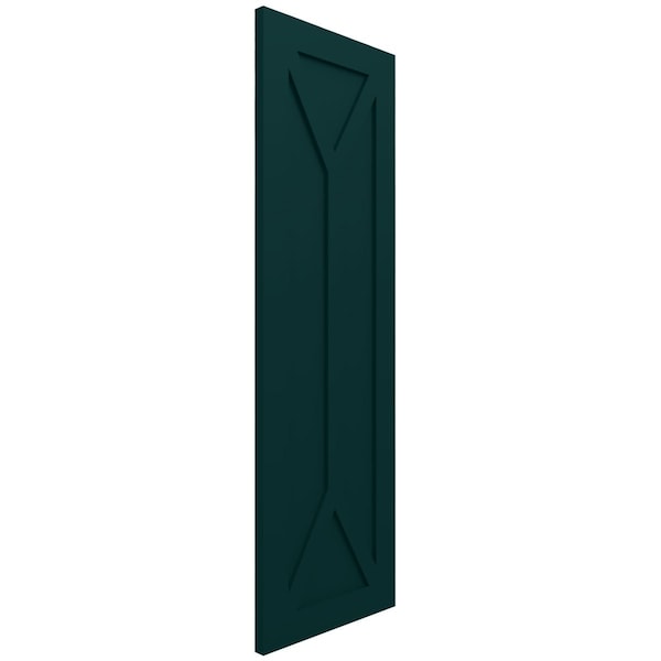 Ekena Millwork True Fit PVC San Carlos Mission Style Fixed Mount Shutters, Thermal Green, 18W x 56H, PR - TFP001SC18X056FG