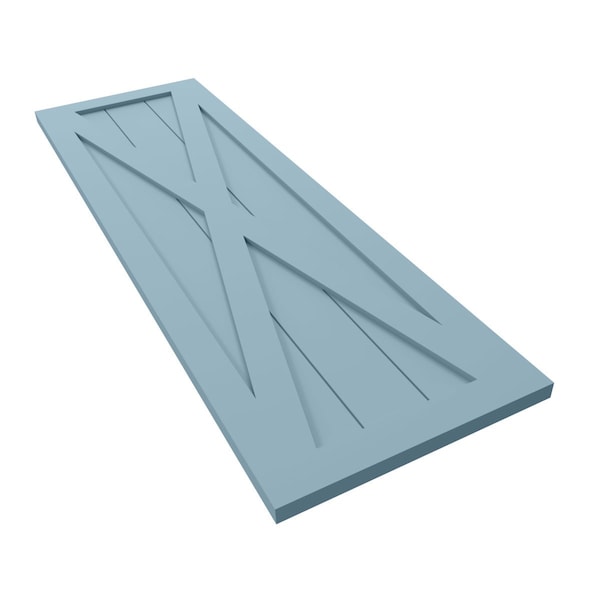 Ekena Millwork True Fit PVC Single X-Board Farmhouse Fixed Mount Shutters, Peaceful Blue, 18W x 44H, PR - TFP001FH18X044SB