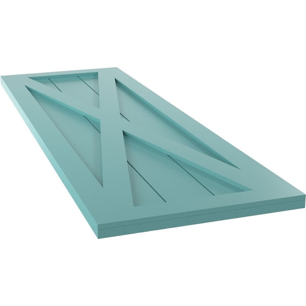 Ekena Millwork True Fit PVC Single X-Board Farmhouse Fixed Mount Shutters, Pure Turquoise, 12W x 78H, PR - TFP001FH12X078PT