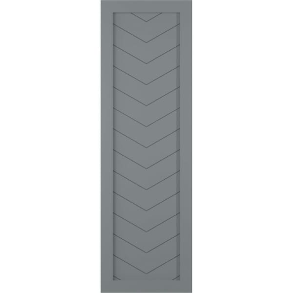 Ekena Millwork True Fit PVC Single Panel Chevron Modern Style Fixed Mount Shutters, Ocean Swell, 12W x 79H, PR - TFP001CV12X079CH