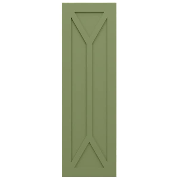 Ekena Millwork True Fit PVC San Carlos Mission Style Fixed Mount Shutters, Moss Green, 12W x 42H, PR - TFP001SC12X042MG