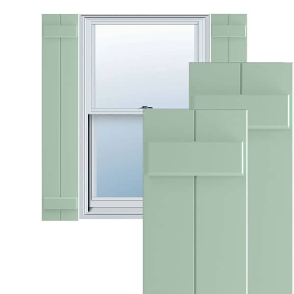 Ekena Millwork True Fit PVC, Two Board Joined Board-n-Batten Shutters, Seaglass, 10 3/4W x 75H, PR - TFP101BBF11X075SG