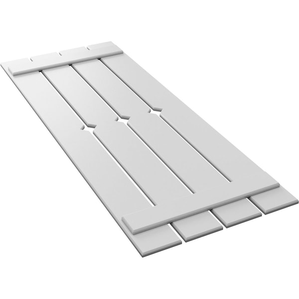 Ekena Millwork True Fit PVC, Four Board Spaced Board-n-Batten Shutters w/Diamond Cutout, Unfinished, 23W x 99H, PR - TFP101SD23X099UN