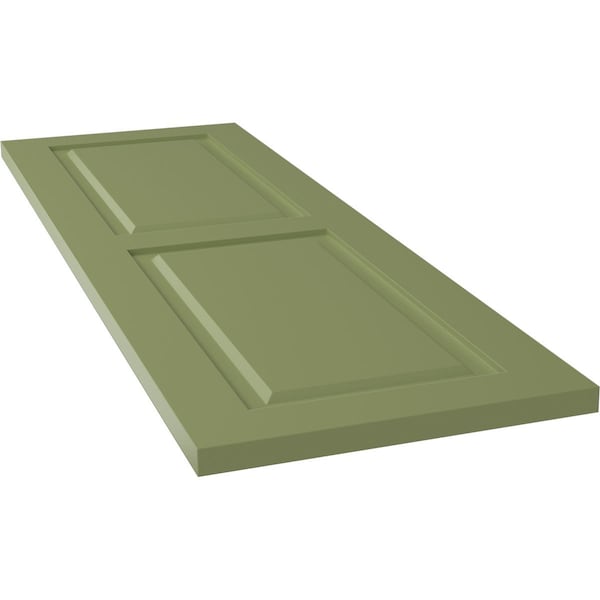 Ekena Millwork True Fit PVC Two Equal Raised Panel Shutters, Moss Green, 15W x 74H, PR - TFP101RPF15X074MG