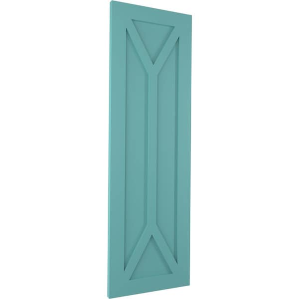 Ekena Millwork True Fit PVC San Carlos Mission Style Fixed Mount Shutters, Pure Turquoise, 15W x 70H, PR - TFP001SC15X070PT