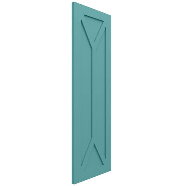 Ekena Millwork True Fit PVC San Carlos Mission Style Fixed Mount Shutters, Pure Turquoise, 15W x 70H, PR - TFP001SC15X070PT