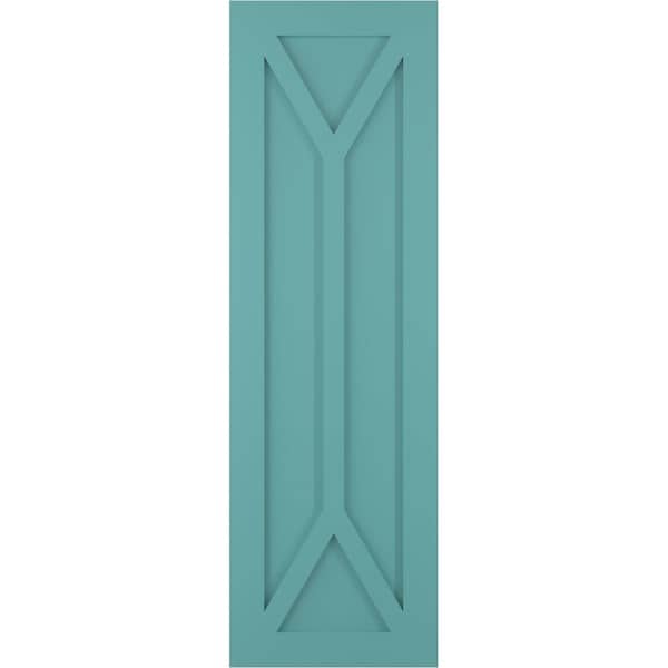 Ekena Millwork True Fit PVC San Carlos Mission Style Fixed Mount Shutters, Pure Turquoise, 15W x 70H, PR - TFP001SC15X070PT