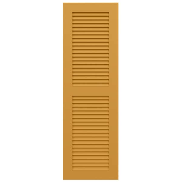 Ekena Millwork True Fit PVC, Two Equal Louver Shutters, Turmeric, 15W x 34H, PR - TFP101LVF15X034TU
