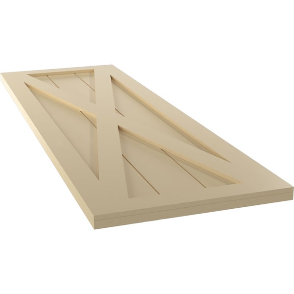 Ekena Millwork True Fit PVC Single X-Board Farmhouse Fixed Mount Shutters, Natural Twine, 12W x 72H, PR - TFP001FH12X072NT