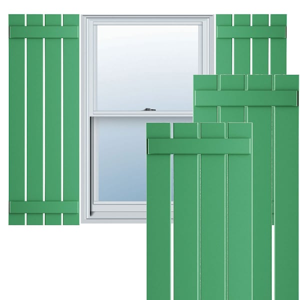 Ekena Millwork True Fit PVC, Four Board Spaced Board-n-Batten Shutters, Lilly Pads , 23W x 25H, PR - TFP101SBF23X025LP