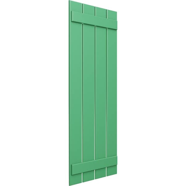 Ekena Millwork True Fit PVC, Four Board Spaced Board-n-Batten Shutters, Lilly Pads , 23W x 25H, PR - TFP101SBF23X025LP