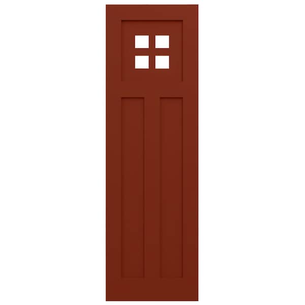 Ekena Millwork True Fit PVC San Antonio Mission Style Fixed Mount Shutters, Pepper Red, 18W x 72H, PR - TFP001ST18X072MR